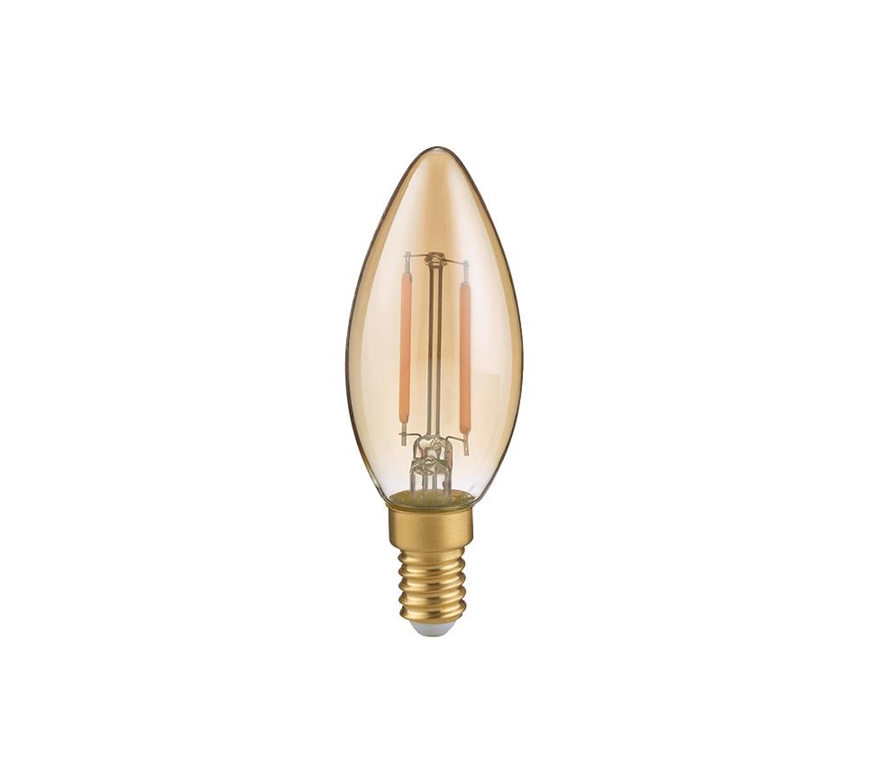 Lamppu LED E14 filament kynttiläkupu 2W 225 lm 2700K ruskea 3-pack