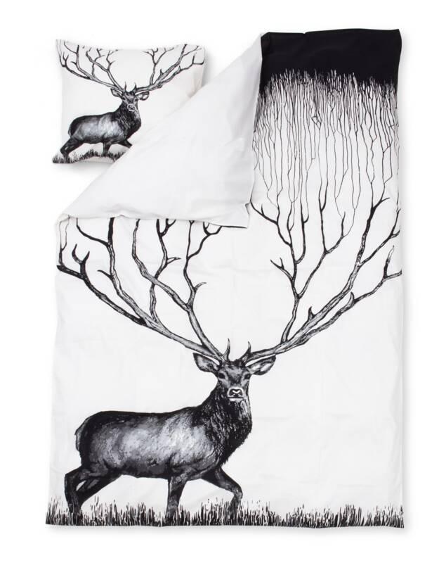 Vallila Infinite Deer pussilakanasetti musta 150x210 cm