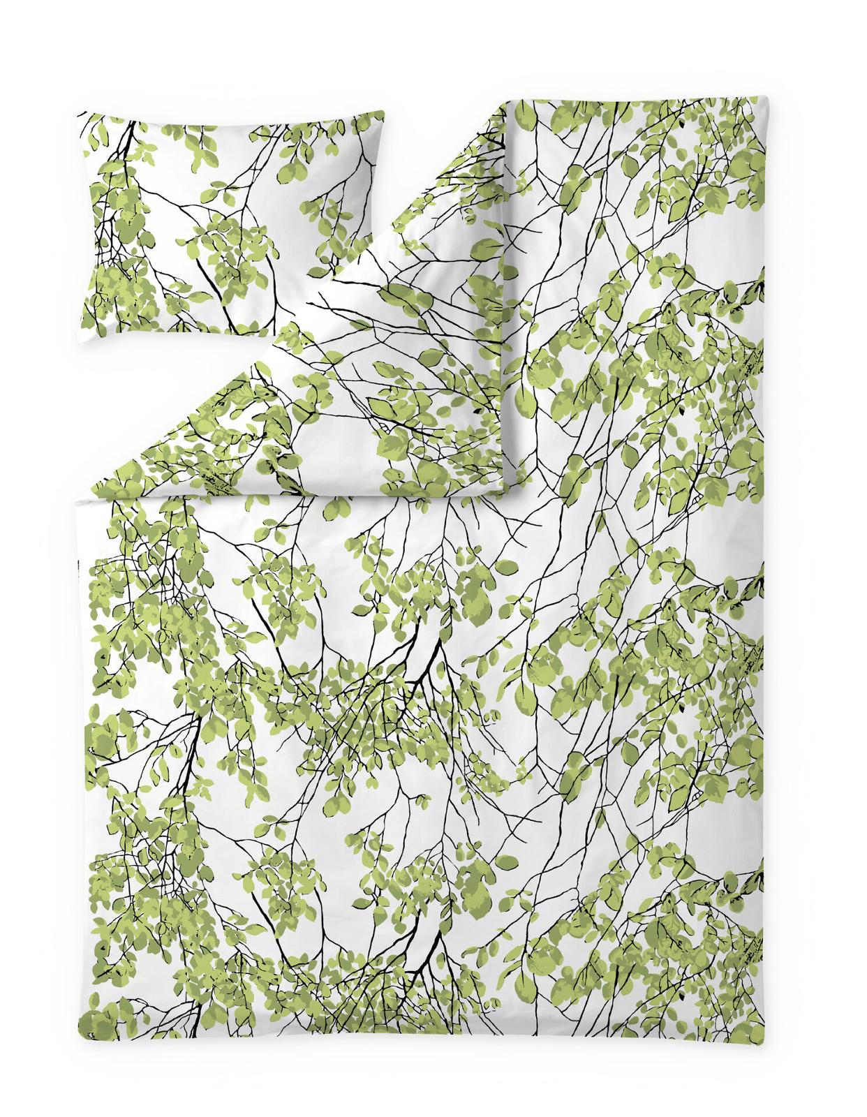Vallila Lehtisade pussilakanasetti leaf green 150x210 cm