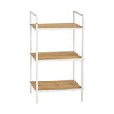 Bambu hyllykkö 3-hyllyllä valkoinen-luonnonväri