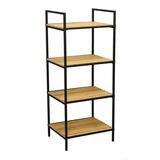 Bambu hyllykkö 4-hyllyllä musta-luonnonväri