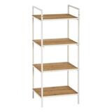 Bambu hyllykkö 4-hyllyllä valkoinen-luonnonväri