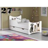 Koirat ja Kissa lastensänky säilytyslaatikolla valkoinen 80x160 cm