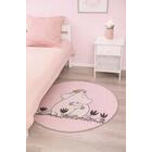 Muumi Rakkaus sileäpintainen matto vaaleanpunainen pyöreä 80 cm